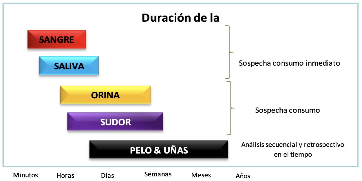 Diagrama de duración de las sustancias en muestras